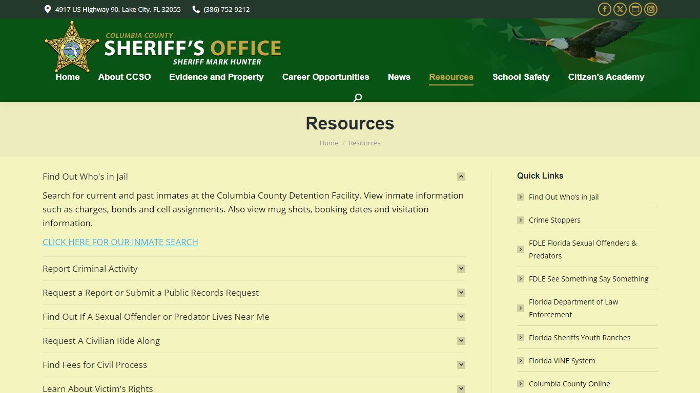 Resources – Columbia County, FL – Sheriff's Office